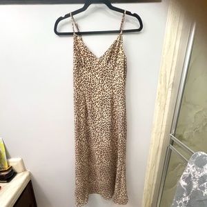 AUDREY 3+1  WOMEN’S LEOPARD PRINT MIDI DRESS, SIZE SMALL, BROWN/TAN
